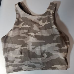 Athleta black/grey camo crop with shelf bra/removable pads
